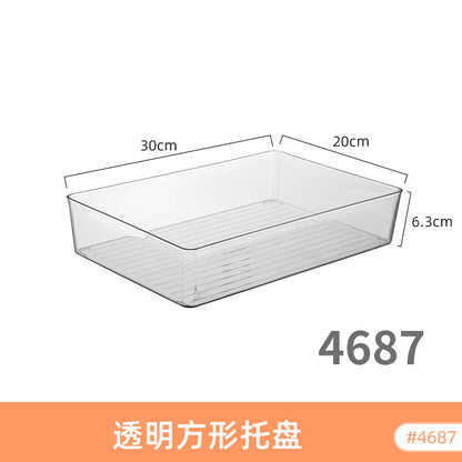 Storage Box PET Transparent Acrylic Rectangular Cosmetic Station Snack Kitchen Sundries Storage Box with Lid