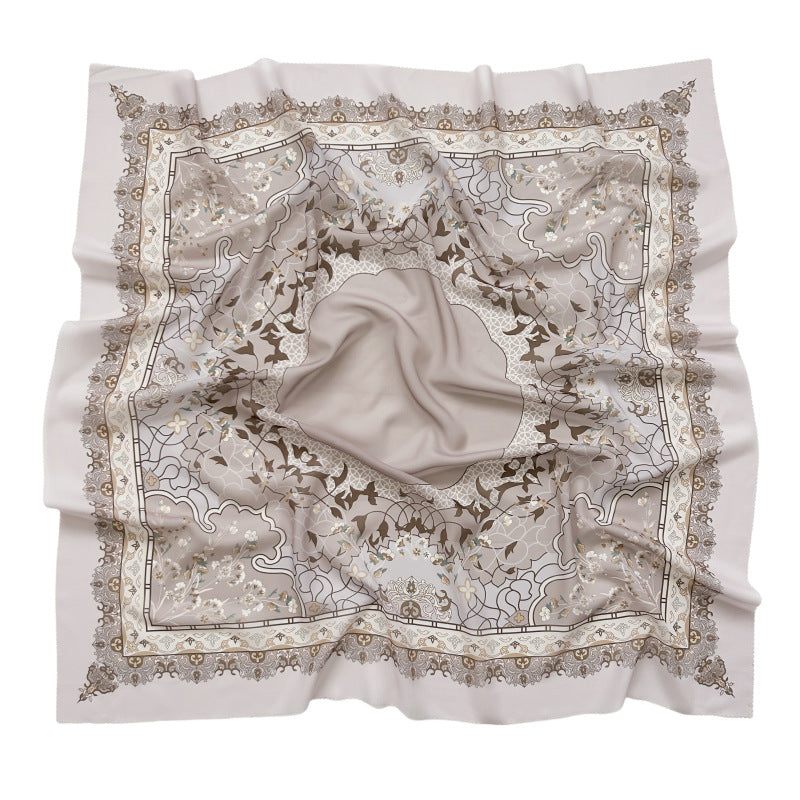Cross-Border New Product Voile Print 110 Square Scarf Classic Lace Scarf Turban Malaysian Shawl