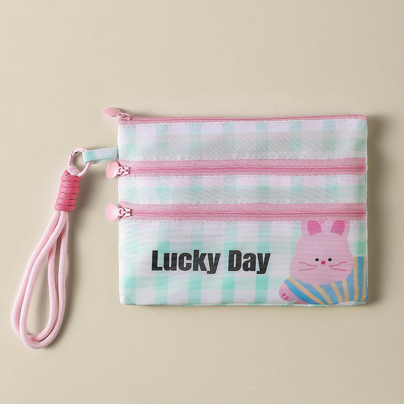 Plaid Contrasting Color Id Cosmetics Bag Travel Abroad Id Card Passport Ticket Card Bag Portable Multi-Functional Carry-On Bag