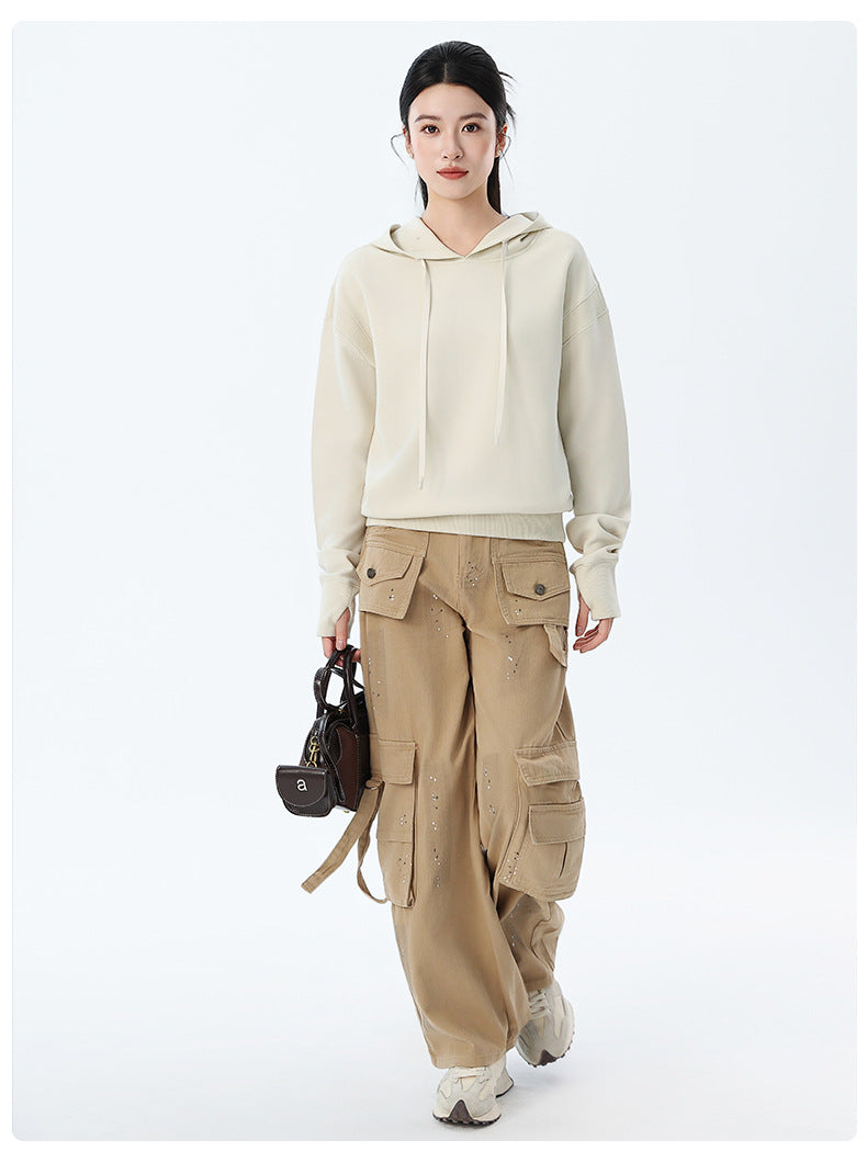 Couple Style Air Layer Hooded Top for Women, Lightweight, Breathable, High-End, Slim, Casual, Loose Sweatshirt, New Trendy Brand