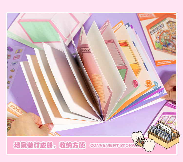 Language idle pet miniature landscaping cute sticker book freeze frame happy series three-dimensional fun landscaping 18 posting paper