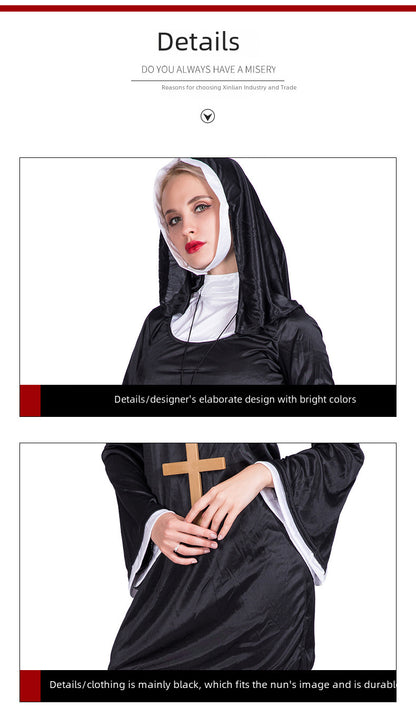 Easter Halloween Carnival Cosplay Party Costume Adult Nun Cosplay Stage Costume