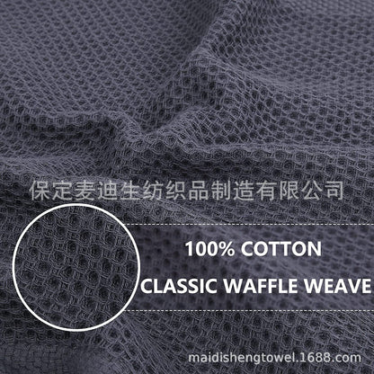 Cross-border Amazon pure cotton honeycomb kitchen dishwashing square towel can be suit with hook waffle square towel generation sticker code
