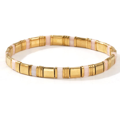 European and American Ins-style Multicolor Tila Bracelet suit Gold Black Gallstone Stitching Hand-woven Elastic Waterproof Bracelet