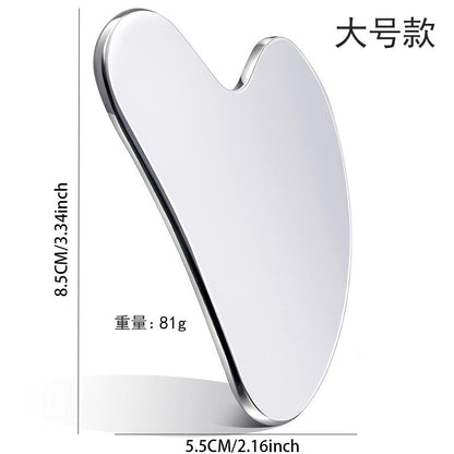 Factory direct stainless steel large heart-shaped scraping plate hand face scraping metal massage beauty tools wholesale