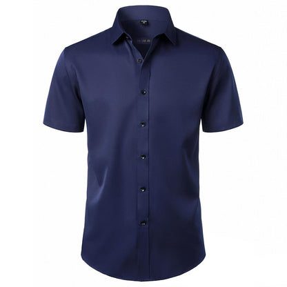 Solid Color Amazon Stretchy Plus-Size Men's Long-Sleeve Shirt, Men's Fashion Shirt, Slim Fit Outerwear