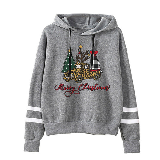 Amazon cross-border European and American Christmas tree merry Christmas printed parallel bars striped sweater for men and women in autumn and winter