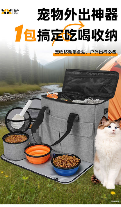 Large-Capacity Dog Food and Cat Food Backpack, Pet Travel Bag, Foldable Snack Bag, Dog Bag, Cat Bag, Portable Cross-Body Bag