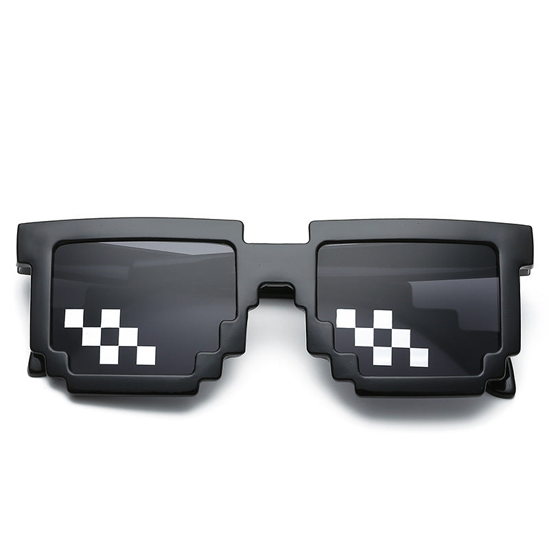 Internet Celebrity Mosaic Party Glasses Male Funny Artifact Student Performance Black Sunglasses Female Personalized Pixel Sunglasses