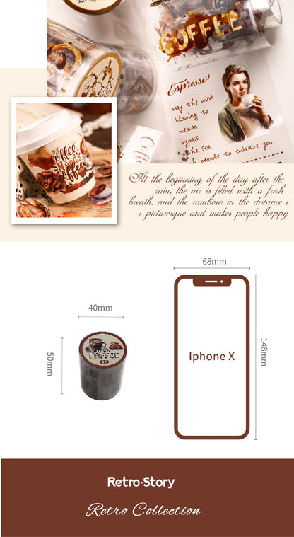 Carefully Selected Coffee Town Retro Series Die-Cut Scenery Washi Tape Creative DIY Background Stickers Journal Pet Tape