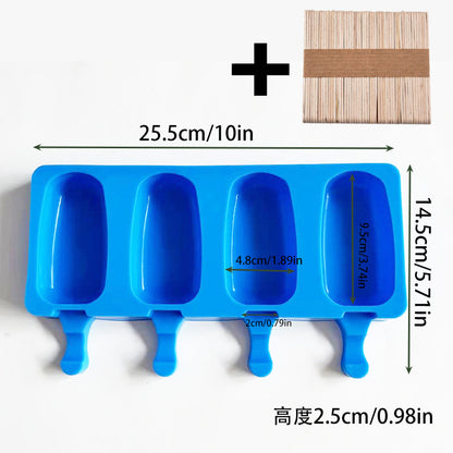 Cross-Border New Oval Ice Cream Mold with Lid, Easy to Release, Cheese Popsicle DIY Home Ice Cream Mold