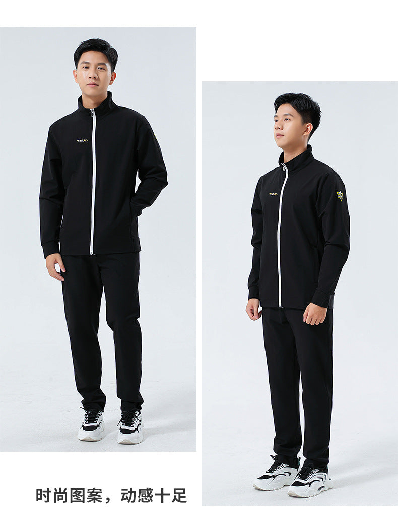 New Badminton Uniform Jacket Black and White Suit Men's and Women's Long-Sleeved Volleyball Uniform Table Tennis Uniform Competition Training Uniform