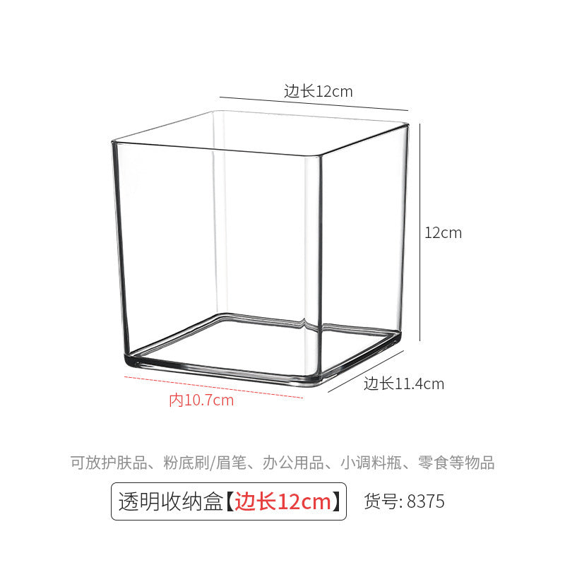 Desktop Storage Box Square Transparent Acrylic Flower Pot Sundries Cosmetics Stationery Notes Kitchen Workstation Height