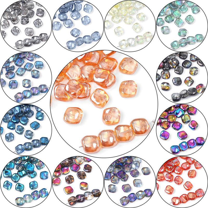 Glass color-plated oblique crystal beads antique diy handmade hairpin necklace material accessories cross-border a generation of hair