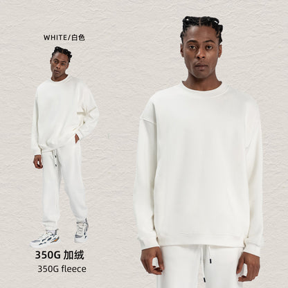Cai Xiang Island Men's Clothing | Autumn and Winter 350g Dopamine Fleece Oversized Loose Trendy Brand Men's Sweatshirt and Pants Set