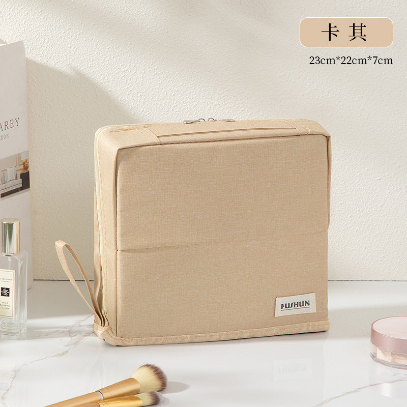 Vertical Cosmetic Bag, Large Capacity, Women's Pencil Case, Travel Pu Waterproof, Can Be Hung on Luggage, Makeup Brush Storage Bag