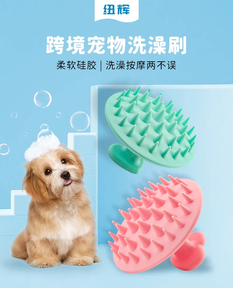 New Cat Dog Combing Massage Brush Pet Shop Universal Bath Artifact Large Silicone Cleaning