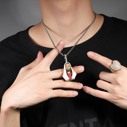 European and American New Products Copper Material Enamel Men's Avatar Personalized Hip-Hop Pendant Necklace Trendy Accessories Jewelry Wholesale