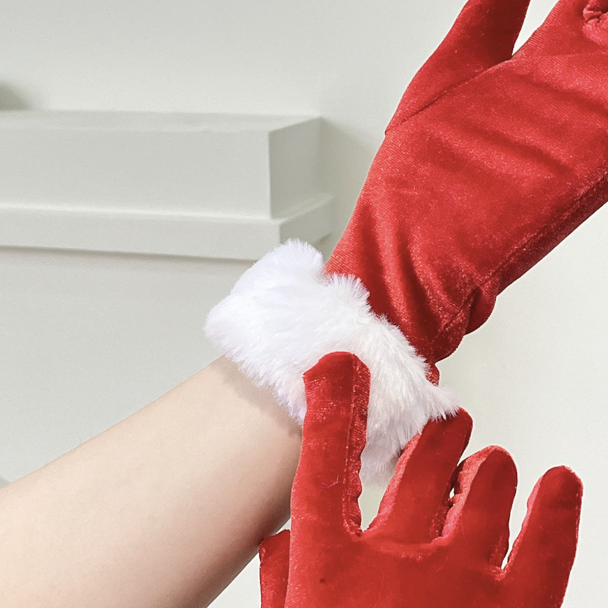 Christmas Party Gloves Bride Short Style Wedding Prom Performance Costume Red Thickened Christmas Gloves