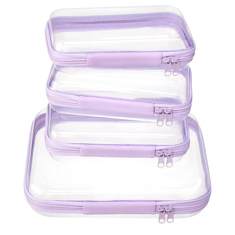 2024 Amazon PET Travel Storage Bag suit Wash Cosmetics Storage Home Zipper Toy Hard Plastic
