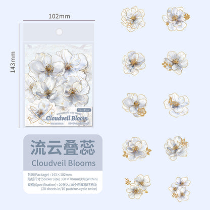 Pick up Pet Flower Sticker Pack, Hot Stamping Handbook DIY Decorative Material Stickers, 20 Pieces in Cross-Border 6 Styles