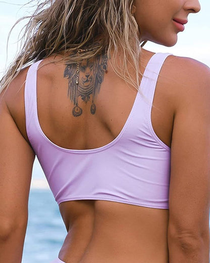 Foreign Trade Amazon Explosions Women's Front Kink Bikini Top V-Neck Push-up Padded Swimsuit Top Swimsuit