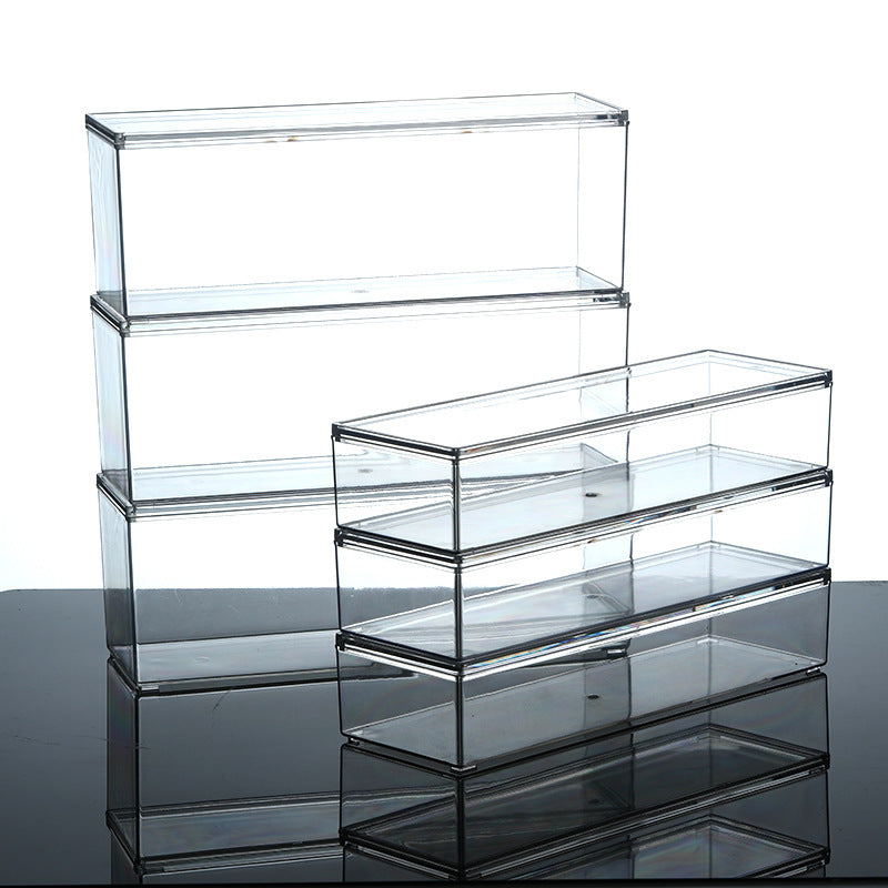 Desktop Storage Box with Lid Flip-Top Rectangular Transparent Acrylic Storage Box Kitchen Cosmetics Sundry Work Station