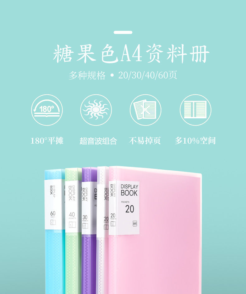 Transparent Multi-Layer Loose-Leaf A4 Folder Pp Student Certificate and Test Paper Storage Book File Folder for Pregnancy Check-Up and Music Score Storage