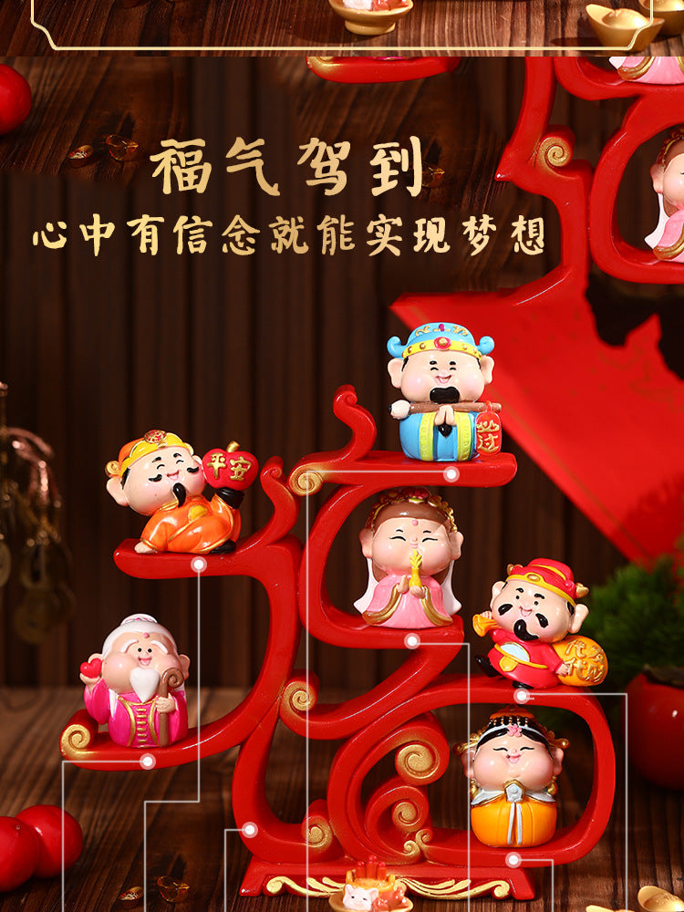 Fuxing Linmen God of Wealth Decoration Office Home Living Room Decorations Hallway Opening Housewarming Gift