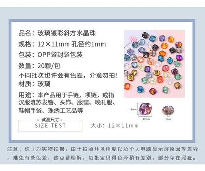 Glass color-plated oblique crystal beads antique diy handmade hairpin necklace material accessories cross-border a generation of hair