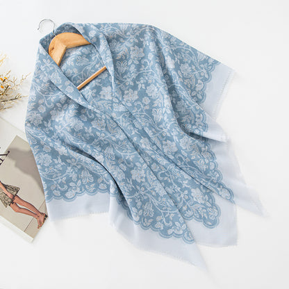 Cross-Border New Product Voile Print 110 Square Scarf Classic Lace Scarf Turban Malaysian Shawl