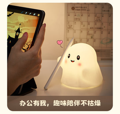 Halloween Little Ghost Night Light Silicone Tap Lamp Small Bedside Lamp Atmosphere Lamp Wholesale Holiday Atmosphere Lamp