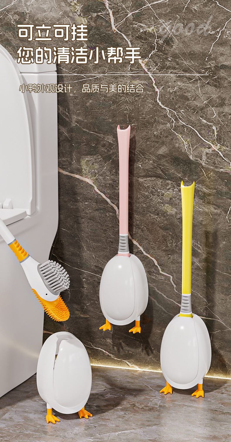 [Patented Authentic] New Diving Cartoon Duck Silicone Toilet Brush Home with Base Cleaning Set Bathroom