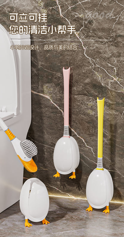 [Patented Authentic] New Diving Cartoon Duck Silicone Toilet Brush Home with Base Cleaning Set Bathroom