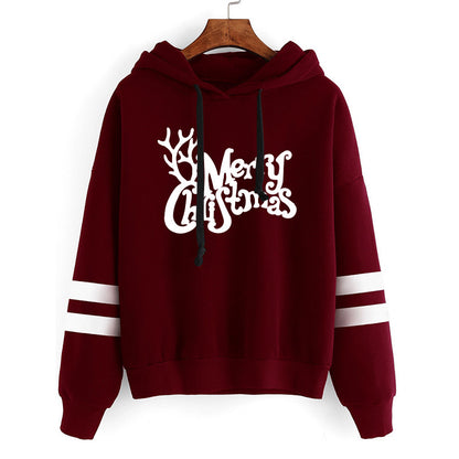 Europe and the United States Amazon cross-border foreign trade Christmas Merry Christmas printed parallel bars hooded sweater plus size