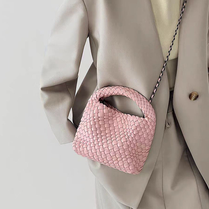 PU handmade woven bag summer high-end niche design women's bag handbag shoulder bag vegetable basket Ins bag