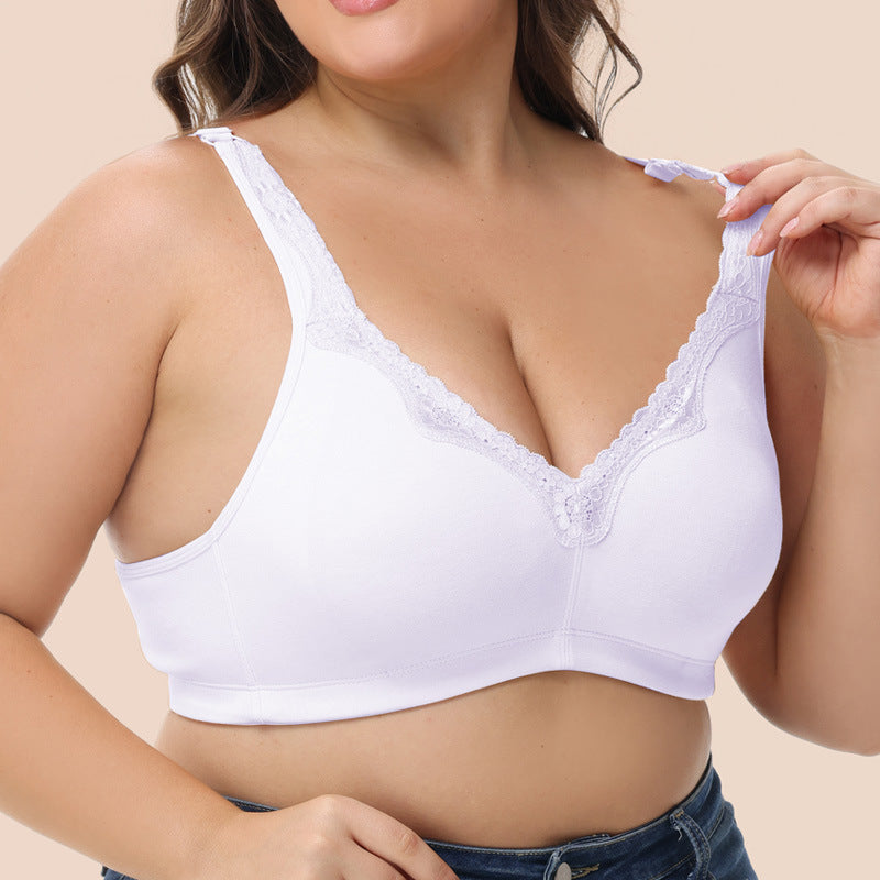 150kg Breathable Full-Cup Lace Trim Comfortable Plus-Size Bra for Large Busts, Makes Bust Look Smaller, Cross-Border European and American Lingerie, g Cup