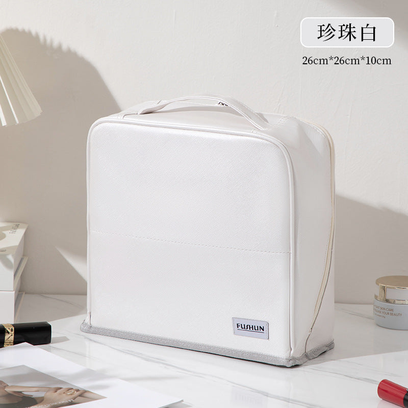 Vertical Cosmetic Bag, Large Capacity, Women's Pencil Case, Travel Pu Waterproof, Can Be Hung on Luggage, Makeup Brush Storage Bag