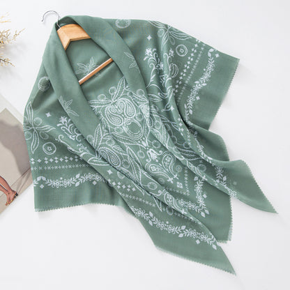 Cross-Border New Product Voile Print 110 Square Scarf Classic Lace Scarf Turban Malaysian Shawl