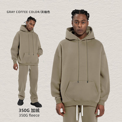 Cai Xiang Island Men's Clothing | Autumn and Winter Cross-Border American-Style Fleece Hoodie Men's Street Fashion Hooded Sweatshirt with Drawstring