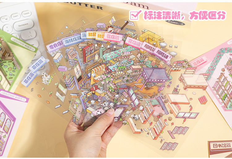 Language idle pet miniature landscaping cute sticker book freeze frame happy series three-dimensional fun landscaping 18 posting paper