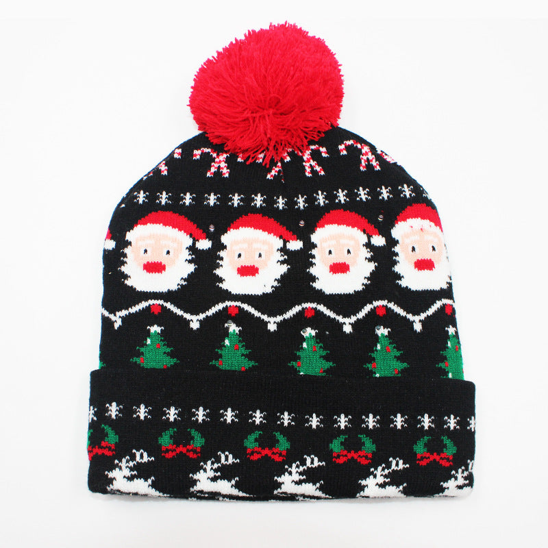 Korean Internet Celebrity Style Snowflake Christmas Hat, Warm and Cold-Proof Women's Knitted Hat with Pom-Pom, Ear-Protecting Yarn Hat, Light Luxury Style