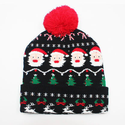Korean Internet Celebrity Style Snowflake Christmas Hat, Warm and Cold-Proof Women's Knitted Hat with Pom-Pom, Ear-Protecting Yarn Hat, Light Luxury Style