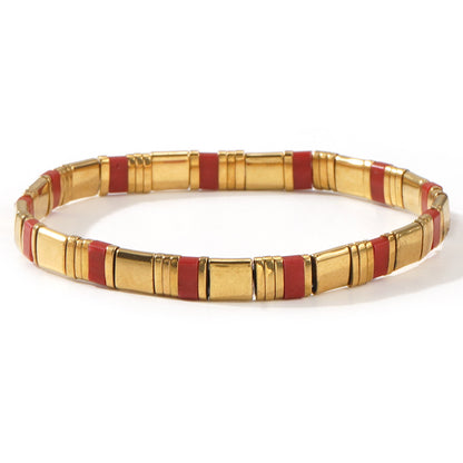 European and American Ins-style Multicolor Tila Bracelet suit Gold Black Gallstone Stitching Hand-woven Elastic Waterproof Bracelet