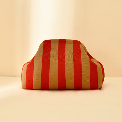 Cross-Border Dropshipping Knitted Bag Striped Clutch Bag for Women Fly-Knit Cloud Versatile Stylish Portable Makeup Bag Large Capacity