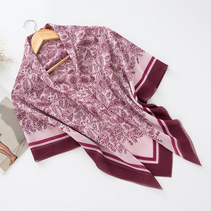 Cross-Border New Product Voile Print 110 Square Scarf Classic Lace Scarf Turban Malaysian Shawl