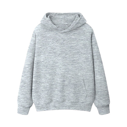 Fleece-lined thick loose hooded sweater women's autumn and winter warm top student couple wear solid color coat foreign trade women's clothing