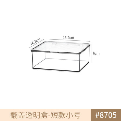 Desktop Storage Box with Lid Flip-Top Rectangular Transparent Acrylic Storage Box Kitchen Cosmetics Sundry Work Station