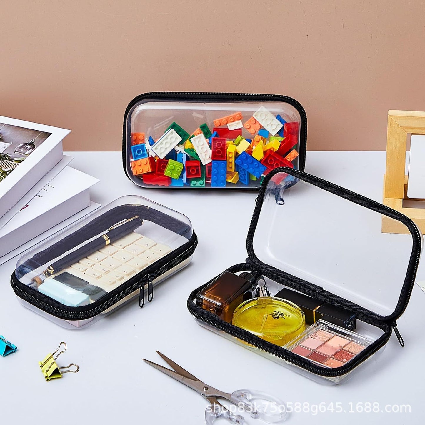 Cross-Border Popular Pet Box Travel Storage Bag Digital Stationery Toiletry Makeup Bag Small Transparent Box Portable
