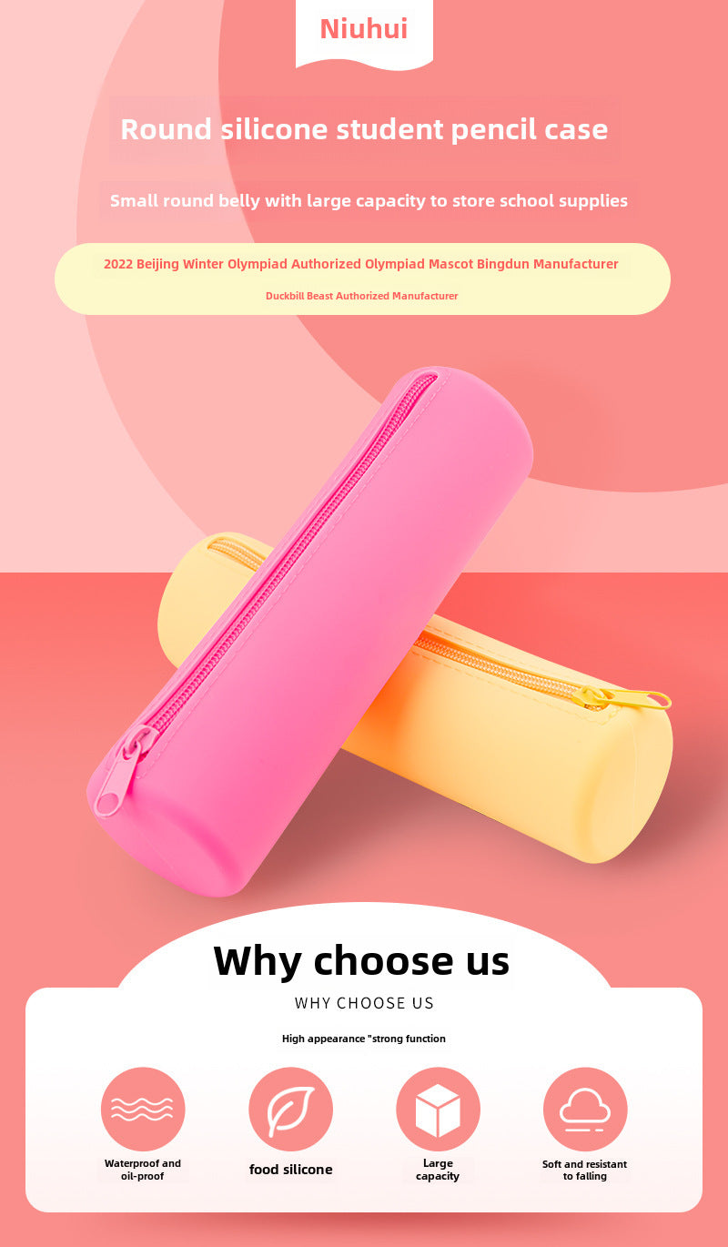 Round Silicone Bag Large Capacity Travel Multi-Purpose Toiletries Storage Bag Stationery Cosmetic Storage Box Storage